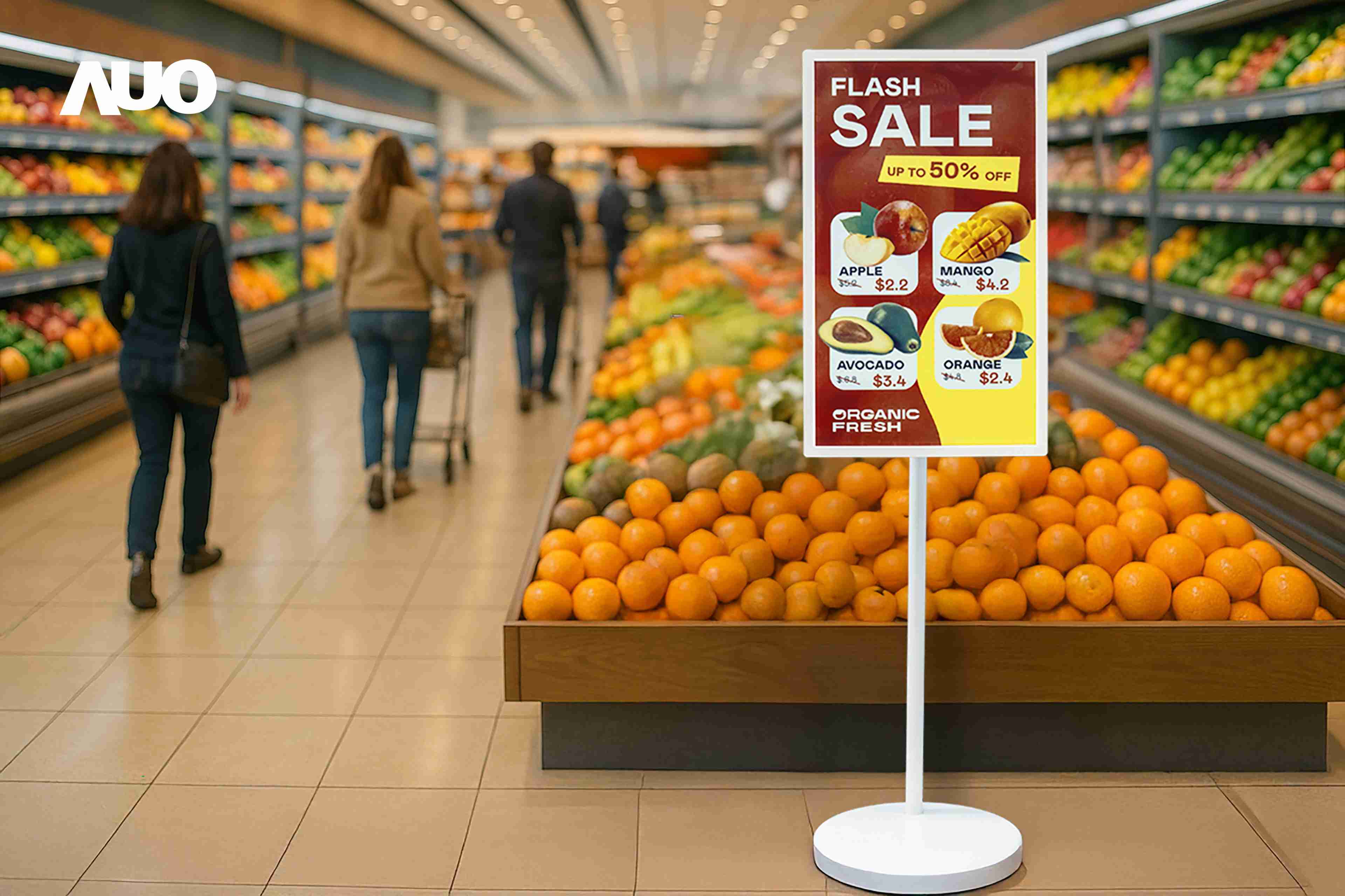 达擎首亮相低功耗、、全彩的〝aecoPost电子纸解决方案〞，，，仅在更新画面时需要微量的电力驱动，，，，无需布建电线的便捷设计，，，，使其可灵活应用、、、随意置放，，，并可透过云端或行动装置app，，轻松管理及排程广告内容，，，，晋升店头营销利器。。。